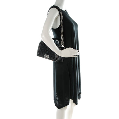 Chanel Calfskin Quilted Medium Boy Top Handle Flap Black 2 of 8