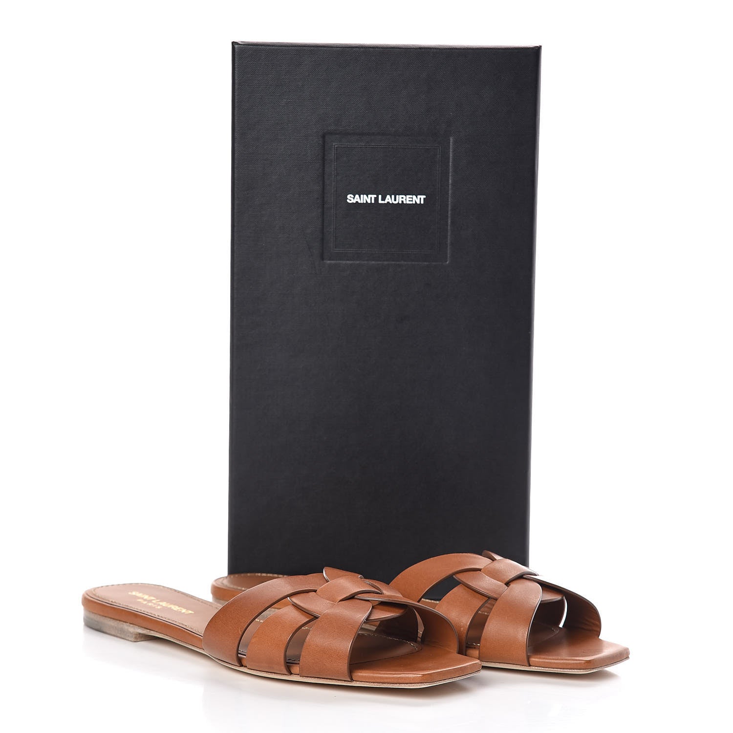 Saint Laurent Calfskin Tribute 05 Slide Sandals 40 Amber 8 of 8