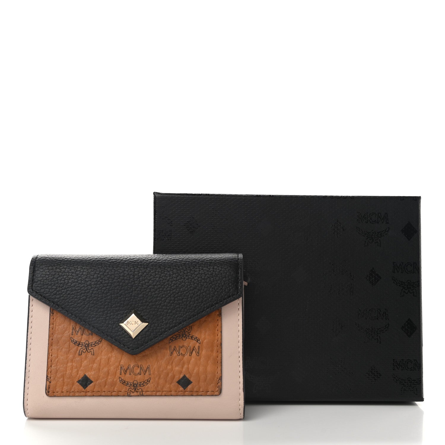 MCM Visetos Mini Love Letter Flap Wallet Cognac Black White 8 of 8