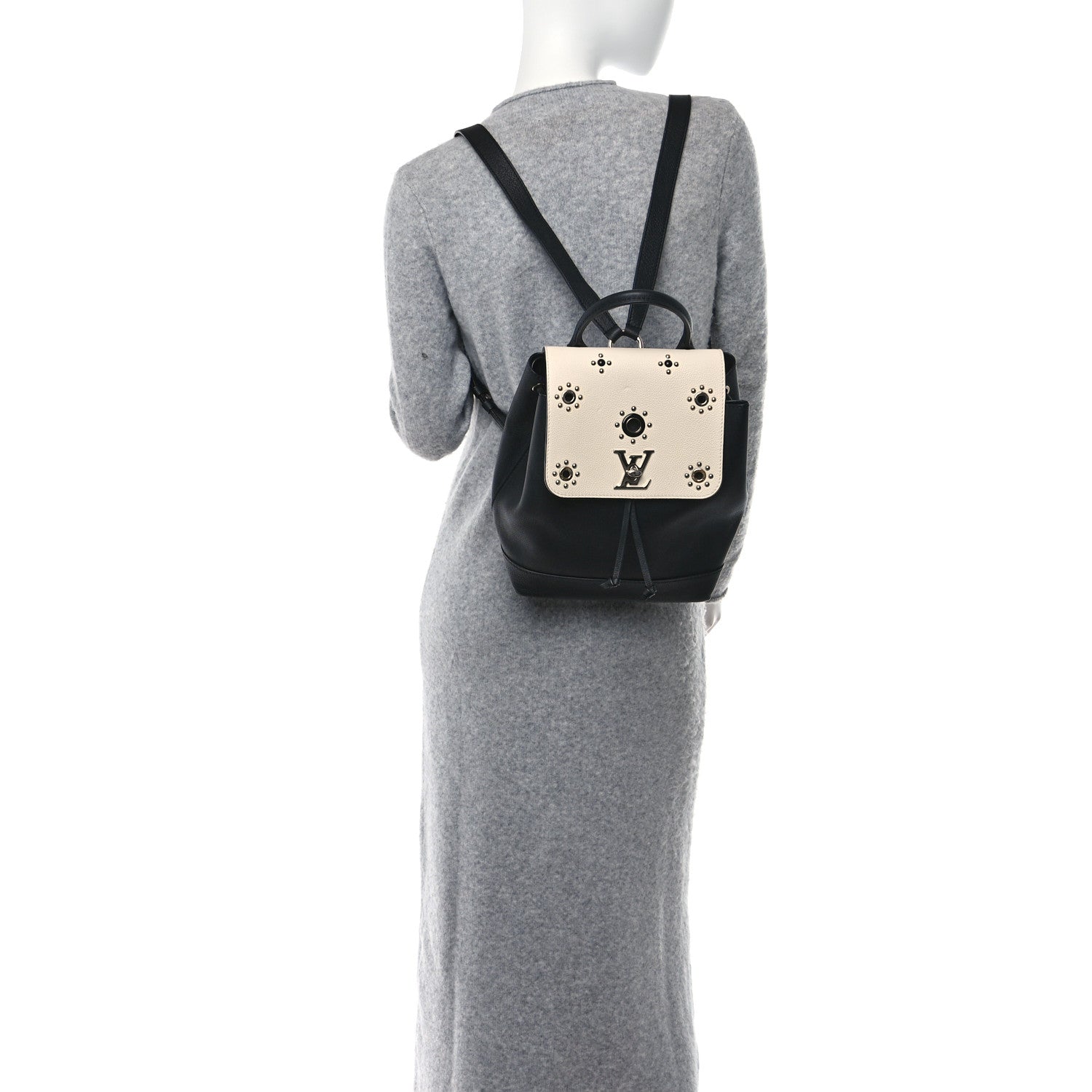 Louis Vuitton Calfskin Mechanical Flowers Lockme Backpack Black White 2 of 10