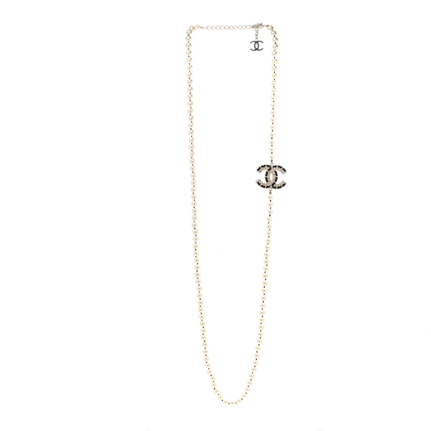 Pearl Lambskin CC Vintage Allure Necklace Gold