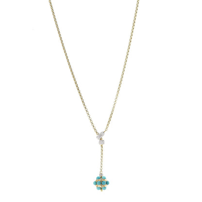 David Yurman 18K Yellow Gold Diamond Turquoise Lariat Necklace 1 of 7