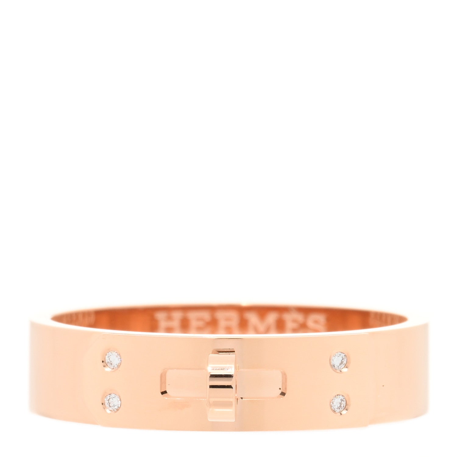 Hermes 18K Rose Gold Diamond PM Kelly Ring 59 8.75 1 of 5