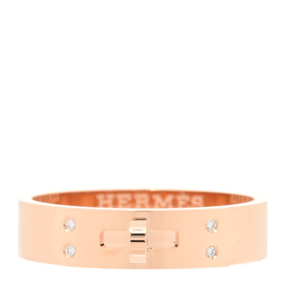 Hermes 18K Rose Gold Diamond PM Kelly Ring 59 8.75 1 of 5