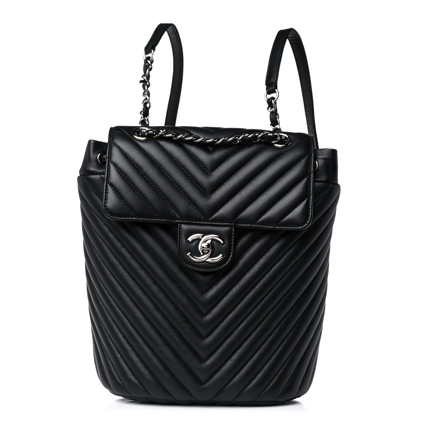 Calfskin Chevron Quilted Small Urban Spirit Backpack Black