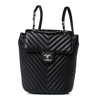 Chanel Calfskin Chevron Quilted Small Urban Spirit Backpack Black 1 of 13
