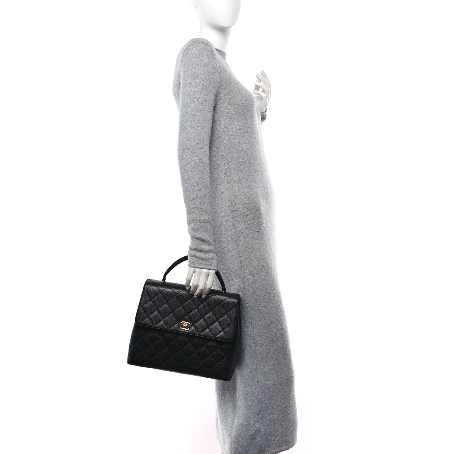Caviar Quilted Jumbo Kelly Flap Black