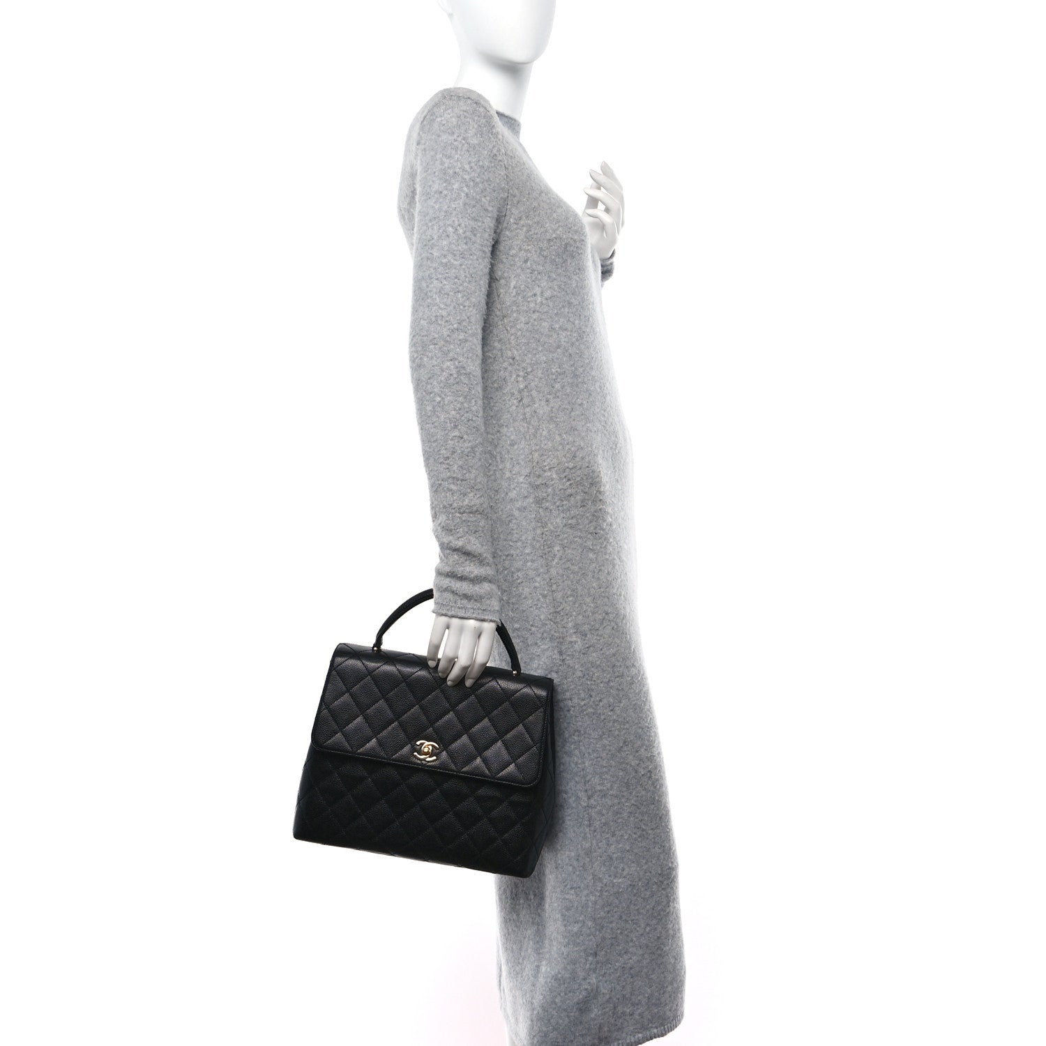 Chanel Caviar Quilted Jumbo Kelly Flap Black 2 of 13