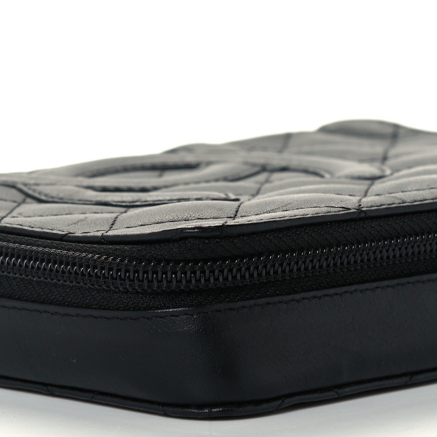 Chanel Calfskin Quilted Cambon Zip Around Cosmetic Pouch Black 9 of 9