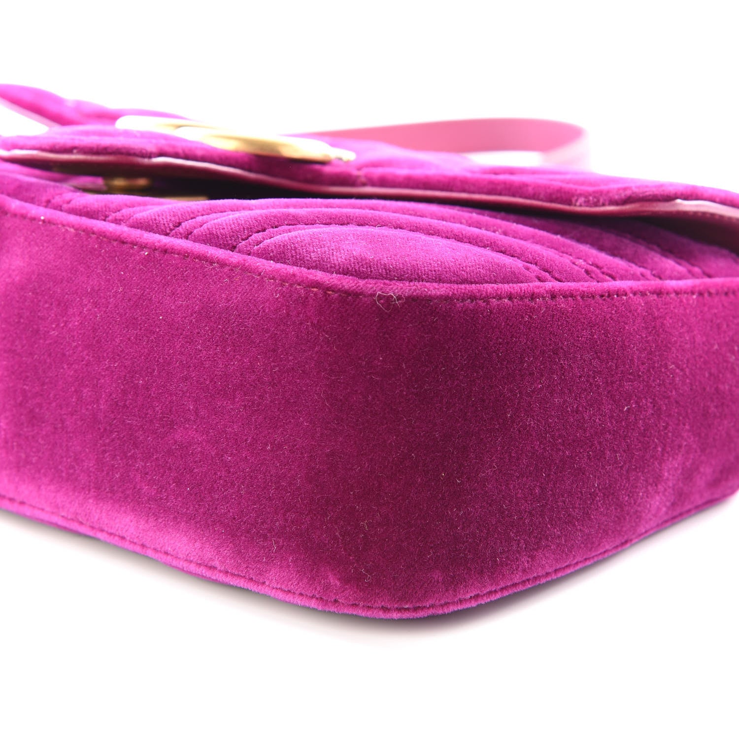 Gucci Velvet Matelasse Mini GG Marmont Shoulder Bag Fuchsia Violet Cyclamen 6 of 9