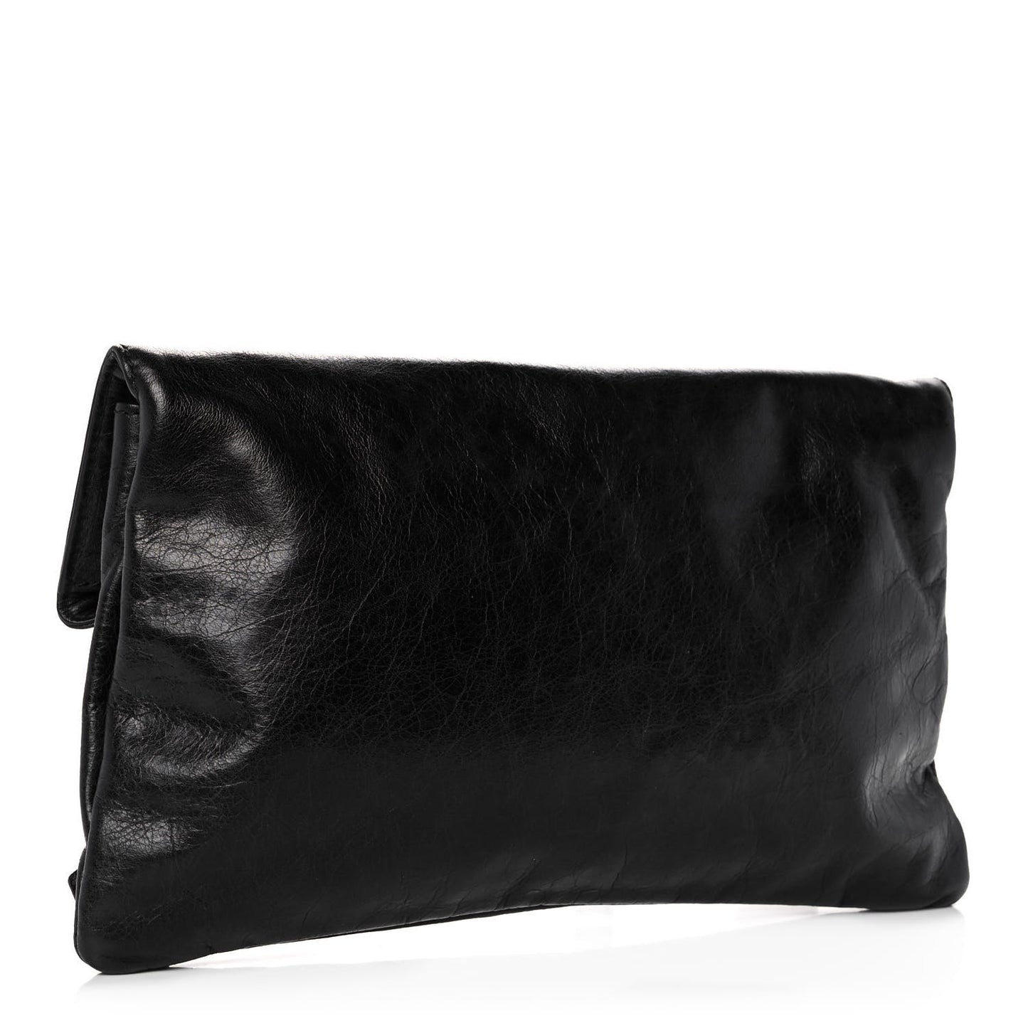 Agneau Giant 21 Silver Hardware Envelope Clutch Black