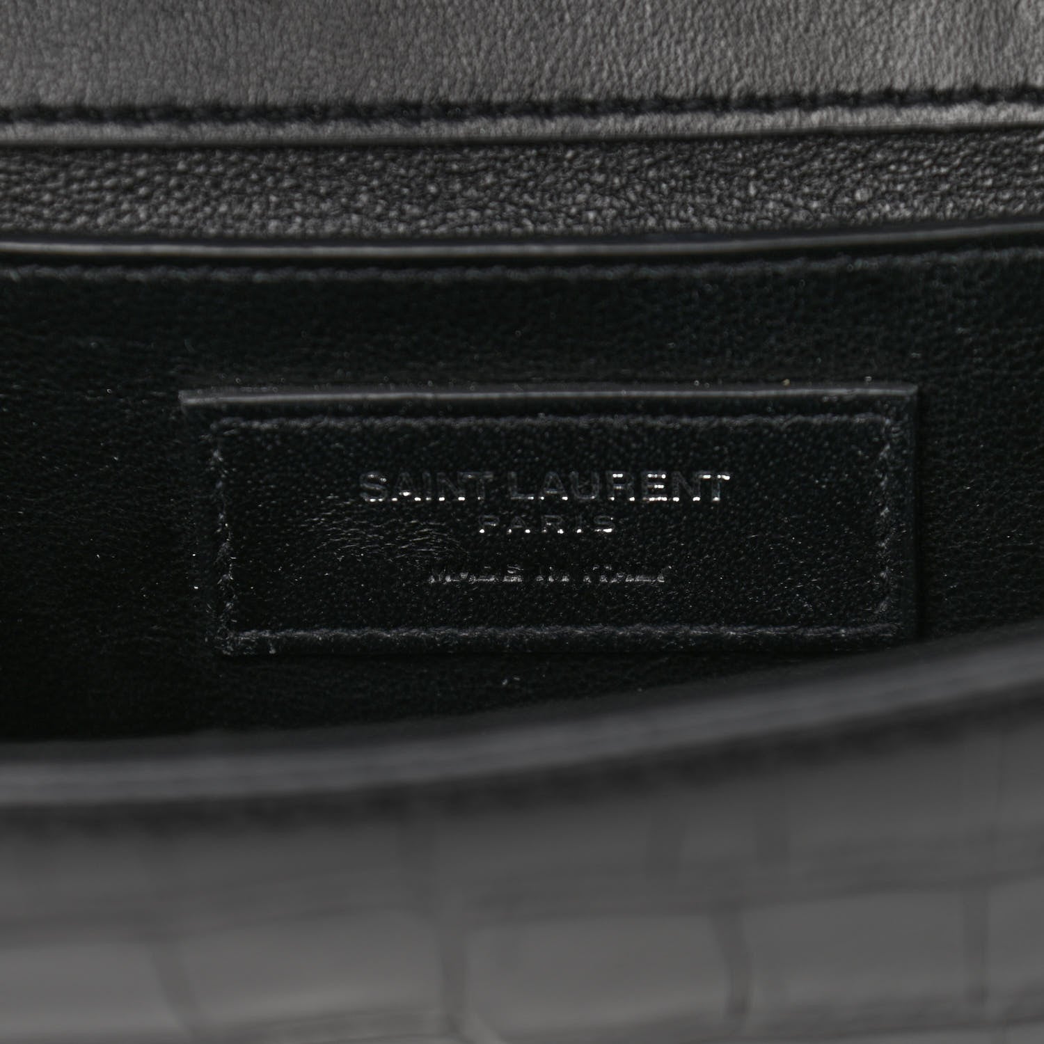 Saint Laurent Calfskin Crocodile Embossed Small Babylone Black 6 of 11