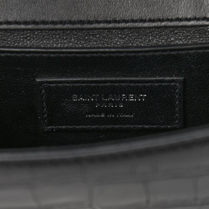 Saint Laurent Calfskin Crocodile Embossed Small Babylone Black 6 of 11