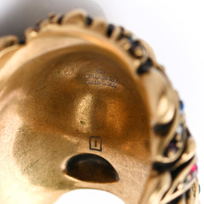 Gucci Metal Crystal Lion Head Ring 13 Aged Gold 4 of 6