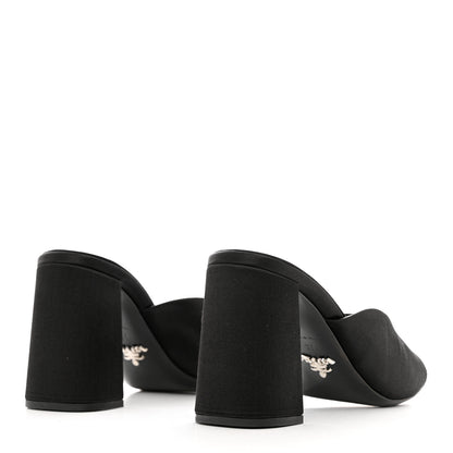 Prada Satin Metal Triangle Logo 85mm Slide Sandals 37 Black 4 of 8