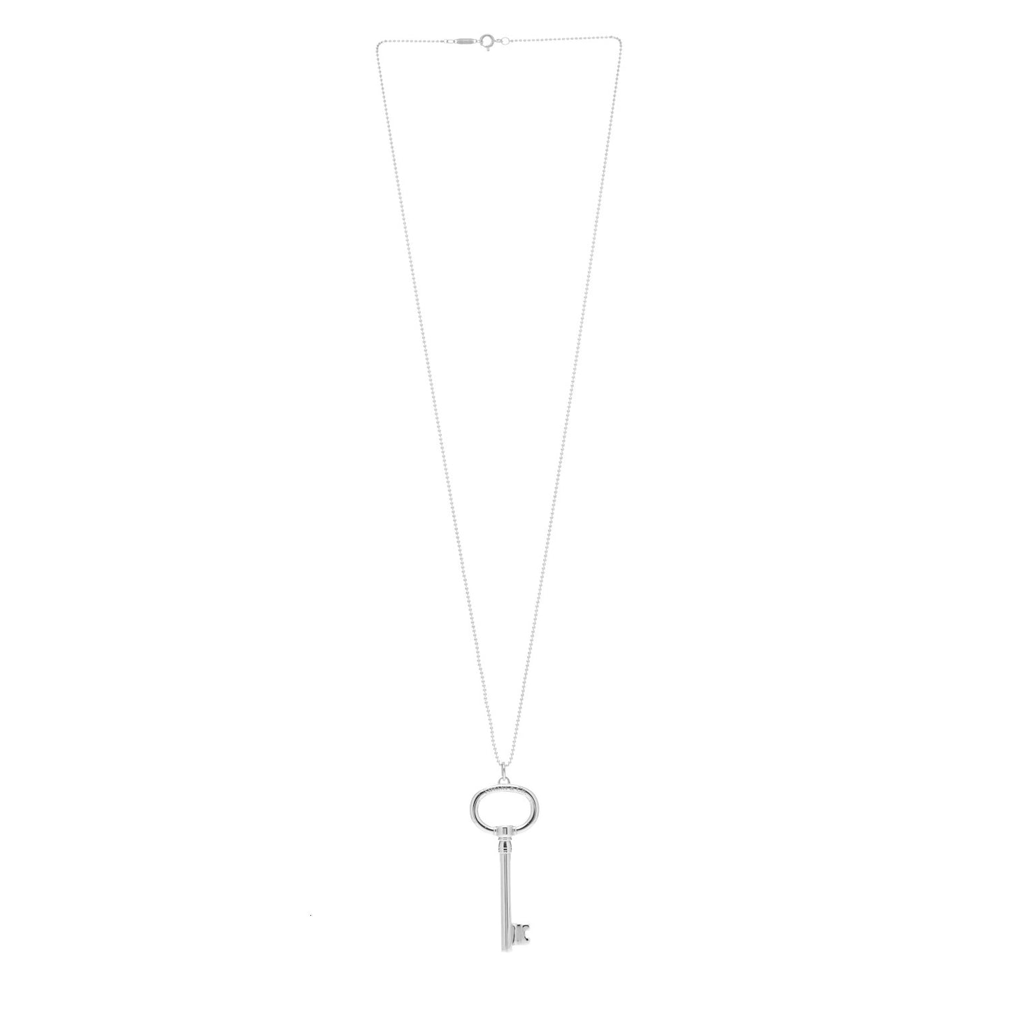 Sterling Silver Oval Key Pendant Necklace