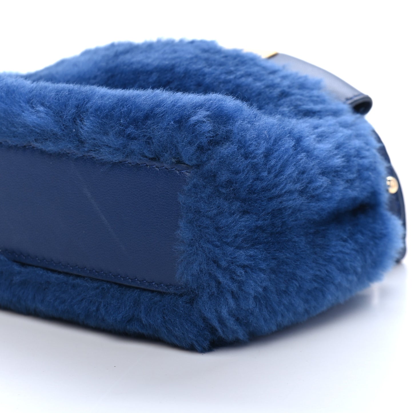 Shearling Shiny Nappa Micro Peekaboo Iconic Satchel Blue