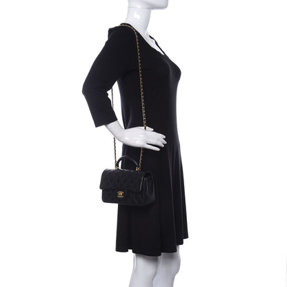Chanel Lambskin Quilted Mini Top Handle Rectangular Flap Black 2 of 12