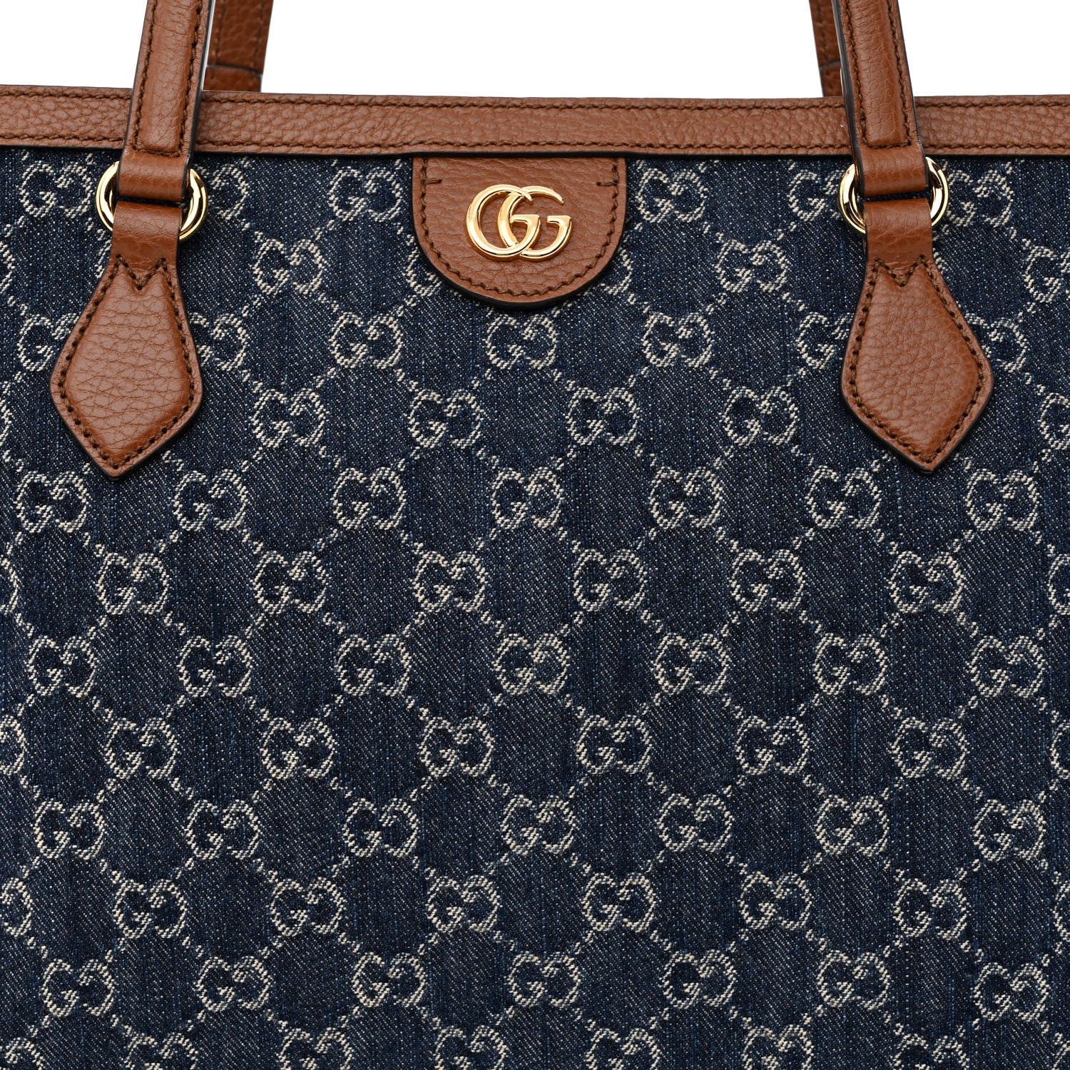 Gucci New Denim GG Monogram Medium Ophidia Shopping Tote Blue Tea Cuir 8 of 10