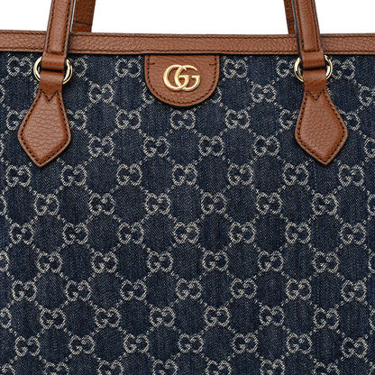 Gucci New Denim GG Monogram Medium Ophidia Shopping Tote Blue Tea Cuir 8 of 10