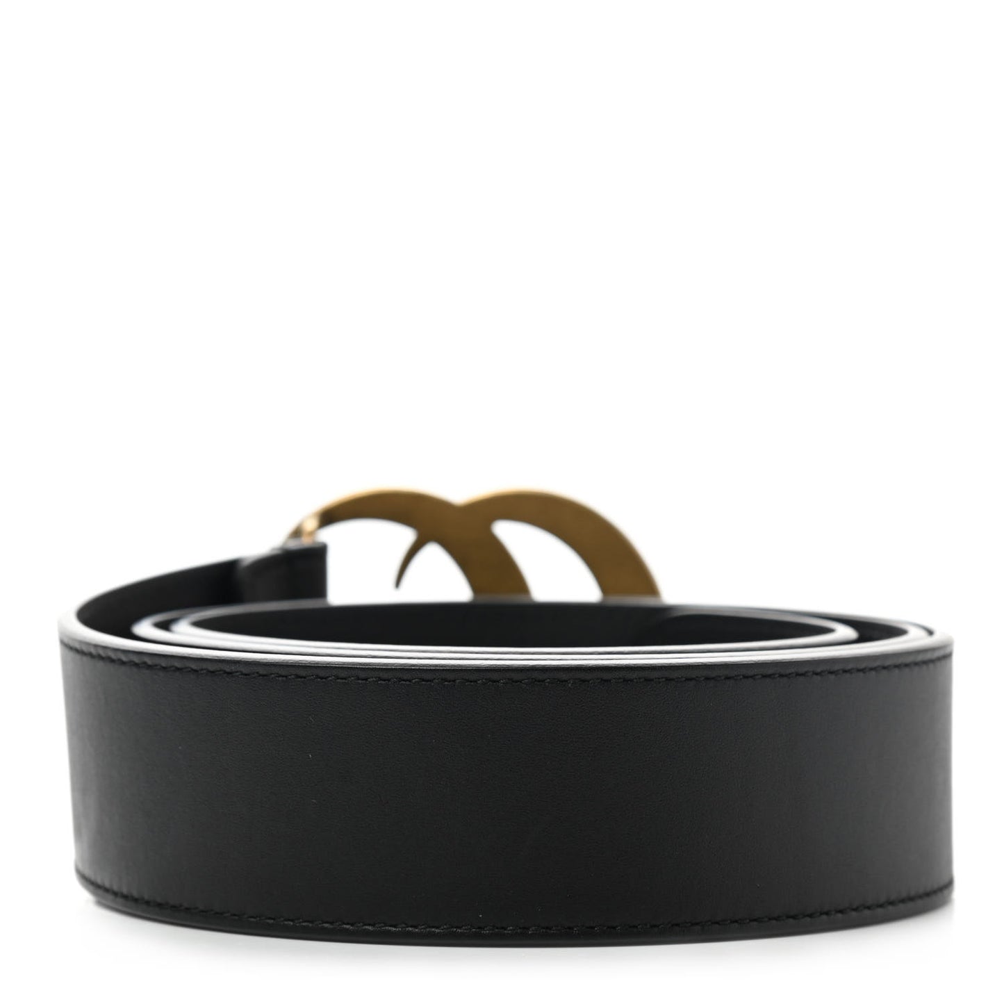 Moon Calfskin Pearl Double G 40mm Belt 95 38 Black Cream