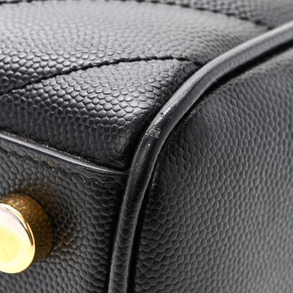 Saint Laurent Grain De Poudre Matelasse Chevron Monogram Shopping Bag Black 14 of 20