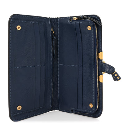 Chloe Grained Calfskin Marcie Long Zip Around Wallet Dark Blue 5 of 14
