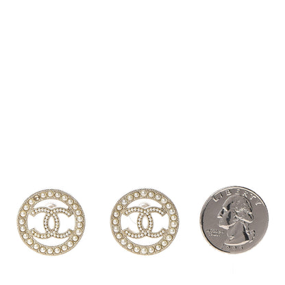 Chanel Pearl CC Round Earrings Gold 2 of 6