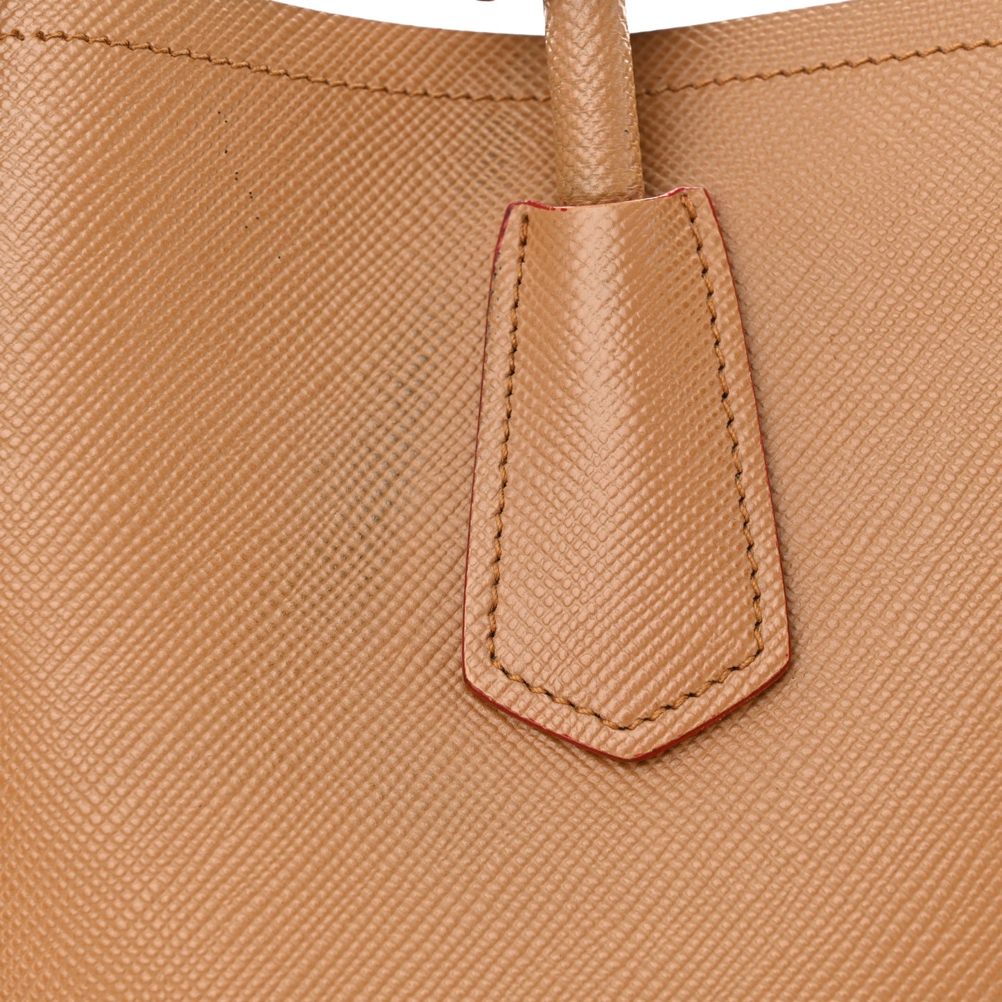 Saffiano Cuir Small Double Bag Caramel Fuoco