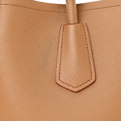 Prada Saffiano Cuir Small Double Bag Caramel Fuoco 13 of 17