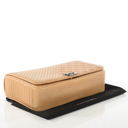 Chanel Glazed Calfskin Quilted Large Coco Boy Flap Beige 4 of 8