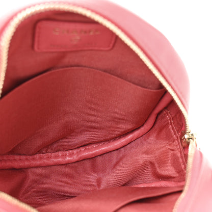 Chanel Lambskin Quilted Studded Round Clutch With Chain Dark Pink 5 of 11