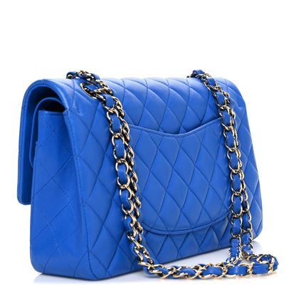 Chanel Lambskin Quilted Medium Double Flap Blue 2 of 9