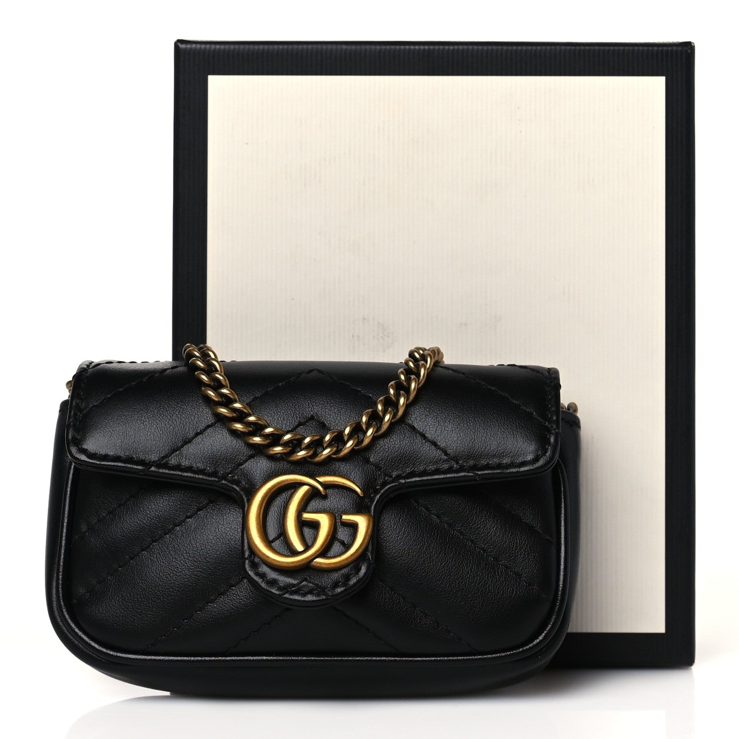 Gucci Calfskin Matelasse GG Marmont 2.0 Coin Purse On A Chain Black 10 of 10