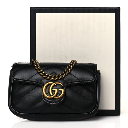 Gucci Calfskin Matelasse GG Marmont 2.0 Coin Purse On A Chain Black 10 of 10