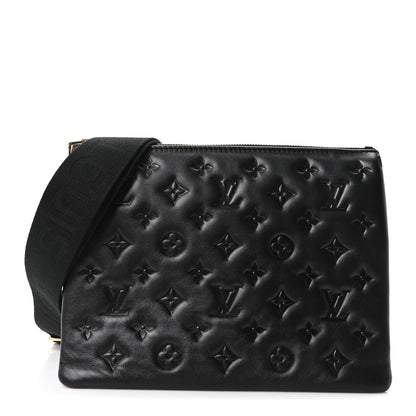 Louis Vuitton Lambskin Embossed Monogram Coussin PM Black 1 of 9