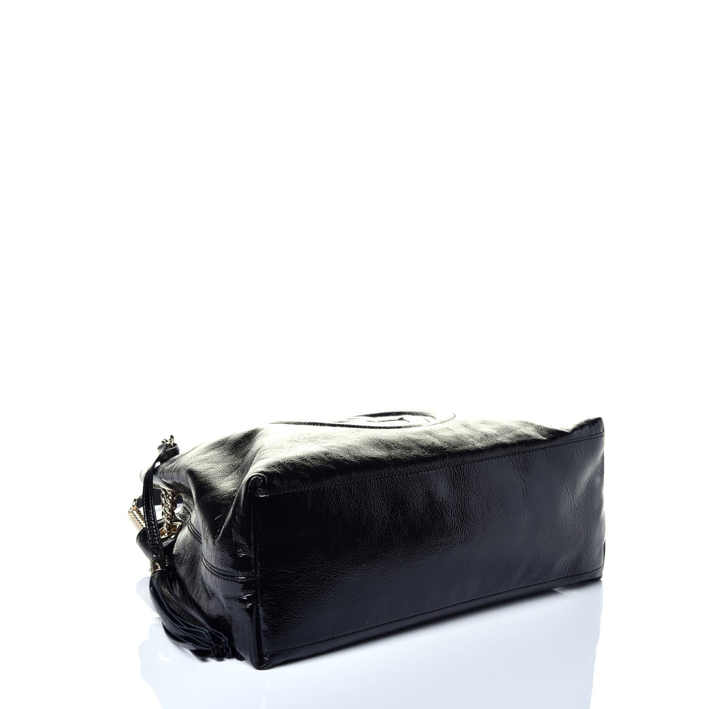 Patent Medium Soho Chain Shoulder Bag Black