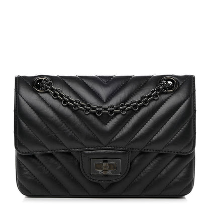 Chanel Aged Calfskin Chevron Quilted 2.55 Reissue Mini Flap So Black 1 of 12