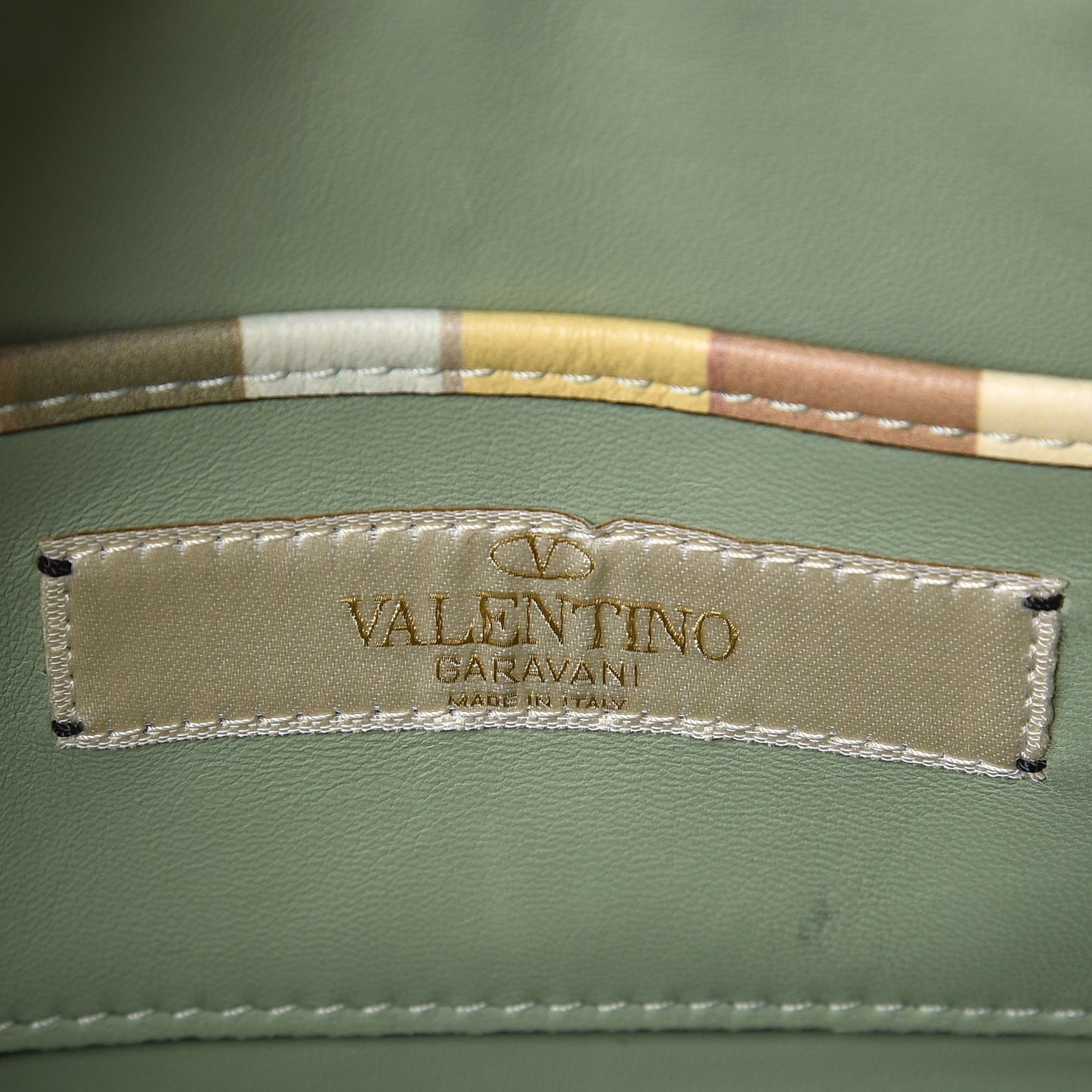 Vitello Native Couture 1975 Rockstud Camera Crossbody Bag Green Multicolor