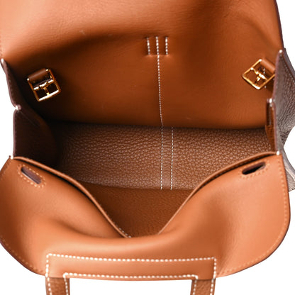 Hermes Taurillon Clemence Halzan 25 Gold 5 of 9