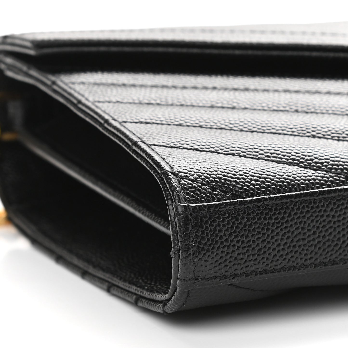 Grain De Poudre Matelasse Chevron Monogram Chain Wallet Black