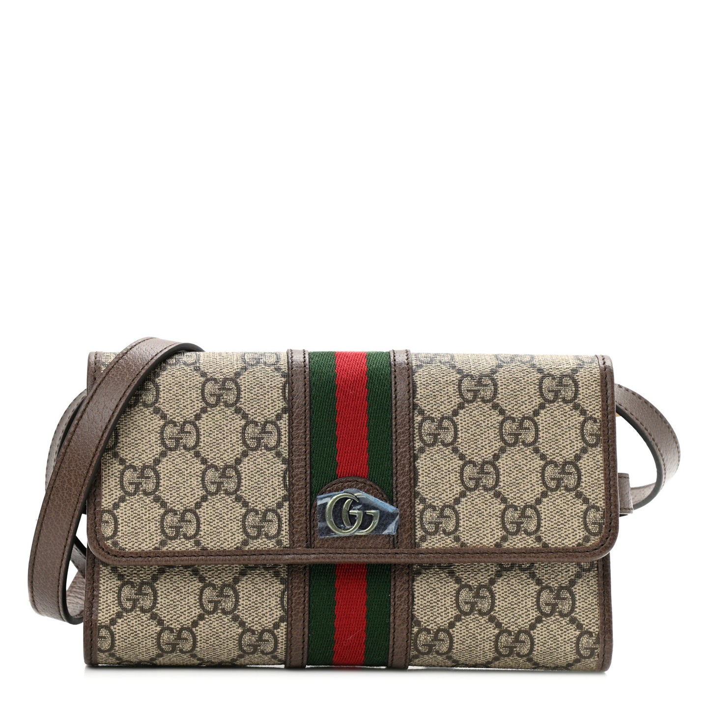 GG Supreme Monogram Web Ophidia Crossbody Wallet Beige New Acero