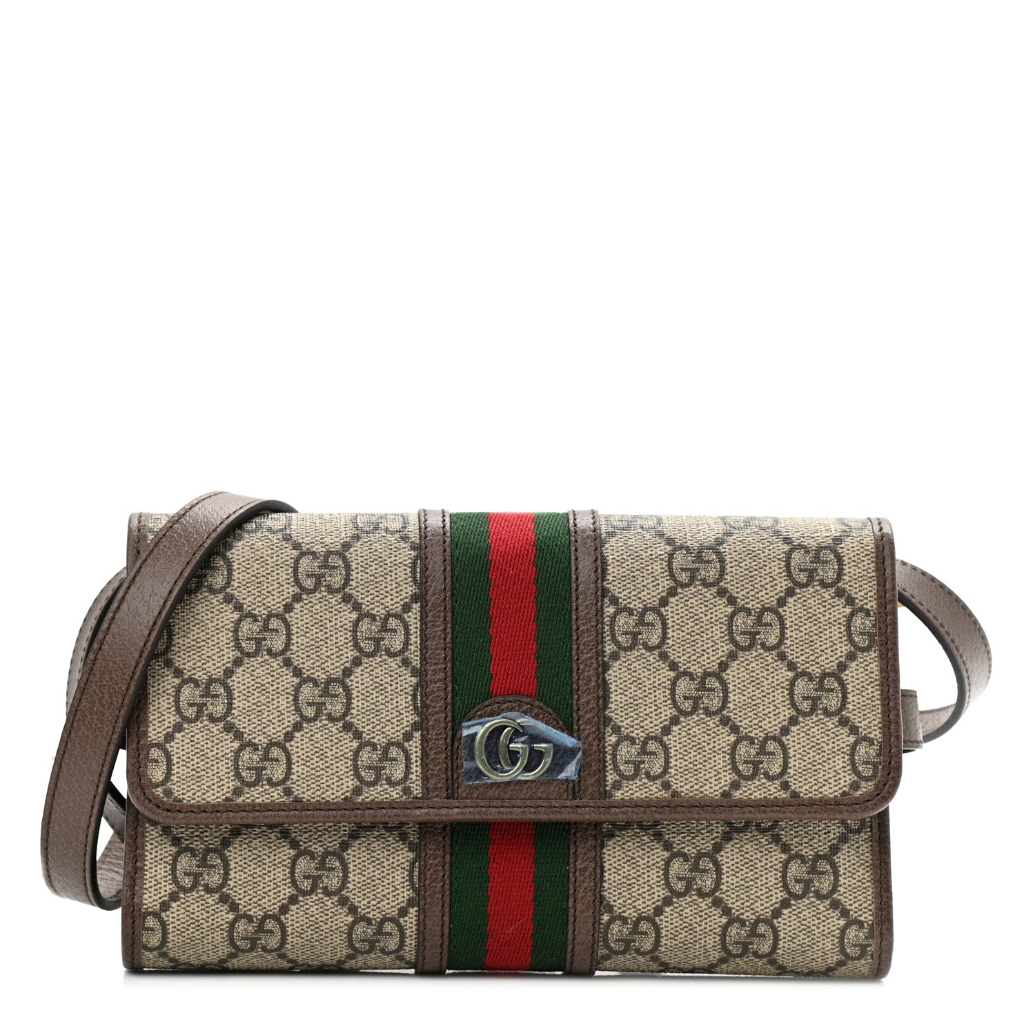 Gucci GG Supreme Monogram Web Ophidia Crossbody Wallet Beige New Acero 1 of 7