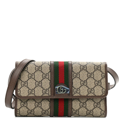 Gucci GG Supreme Monogram Web Ophidia Crossbody Wallet Beige New Acero 1 of 7