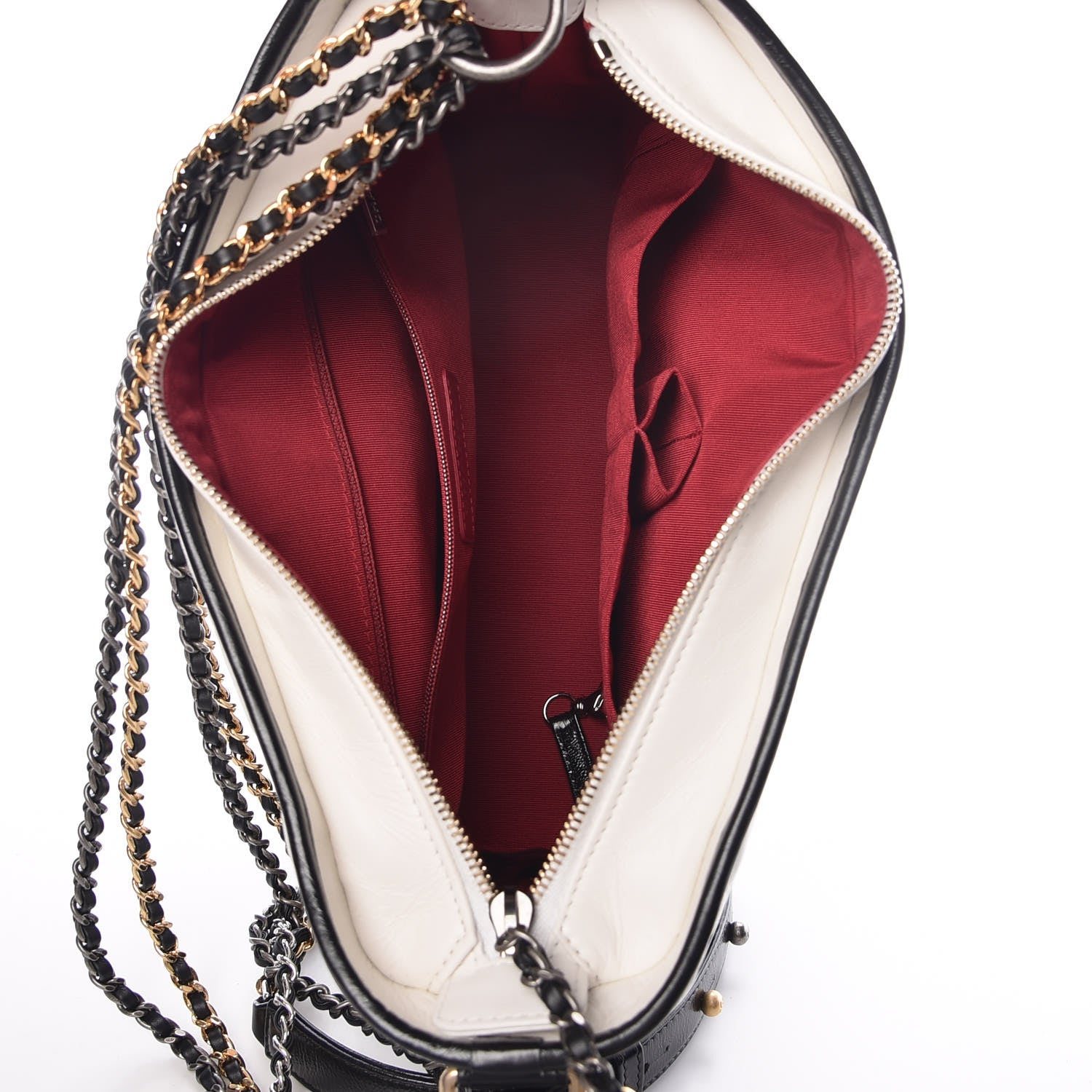 Chanel Aged Calfskin Quilted Medium Gabrielle Hobo Black White 7 of 10