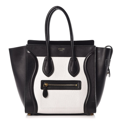 Celine Shrunken Lambskin Micro Bi-Color Luggage Black White 1 of 24