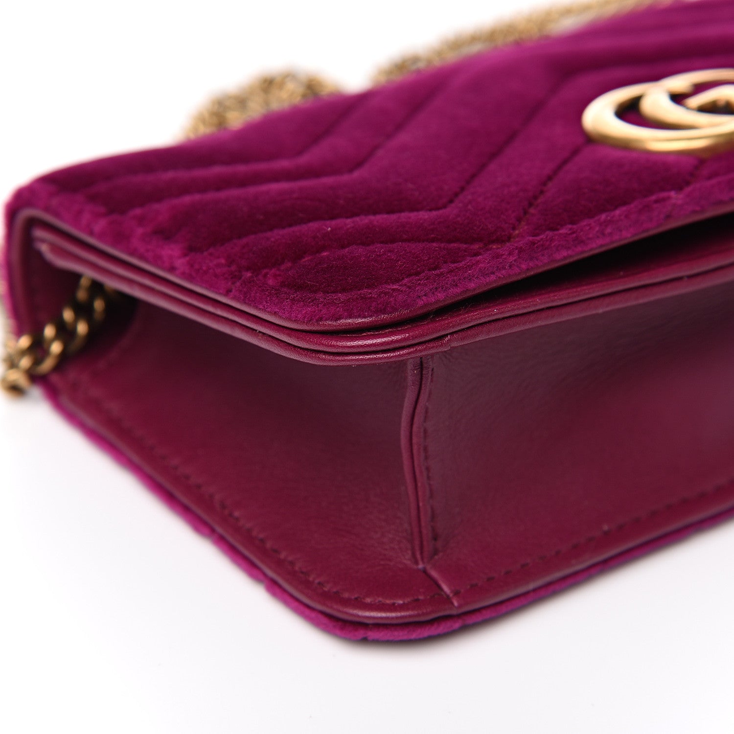 Gucci Velvet Matelasse GG Marmont Mini Bag Fuchsia Violet Cyclamen 9 of 10