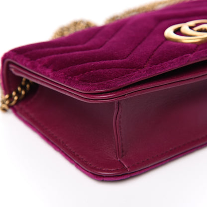 Gucci Velvet Matelasse GG Marmont Mini Bag Fuchsia Violet Cyclamen 9 of 10