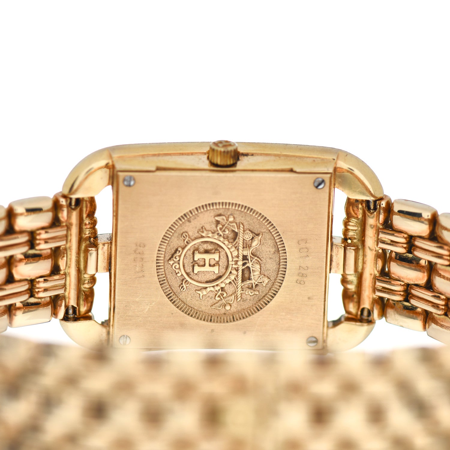 Hermes 18K Yellow Gold Diamond Pave Mother of Pearl 23mm Cape Cod Quartz Watch 4 of 5