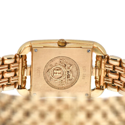 Hermes 18K Yellow Gold Diamond Pave Mother of Pearl 23mm Cape Cod Quartz Watch 4 of 5